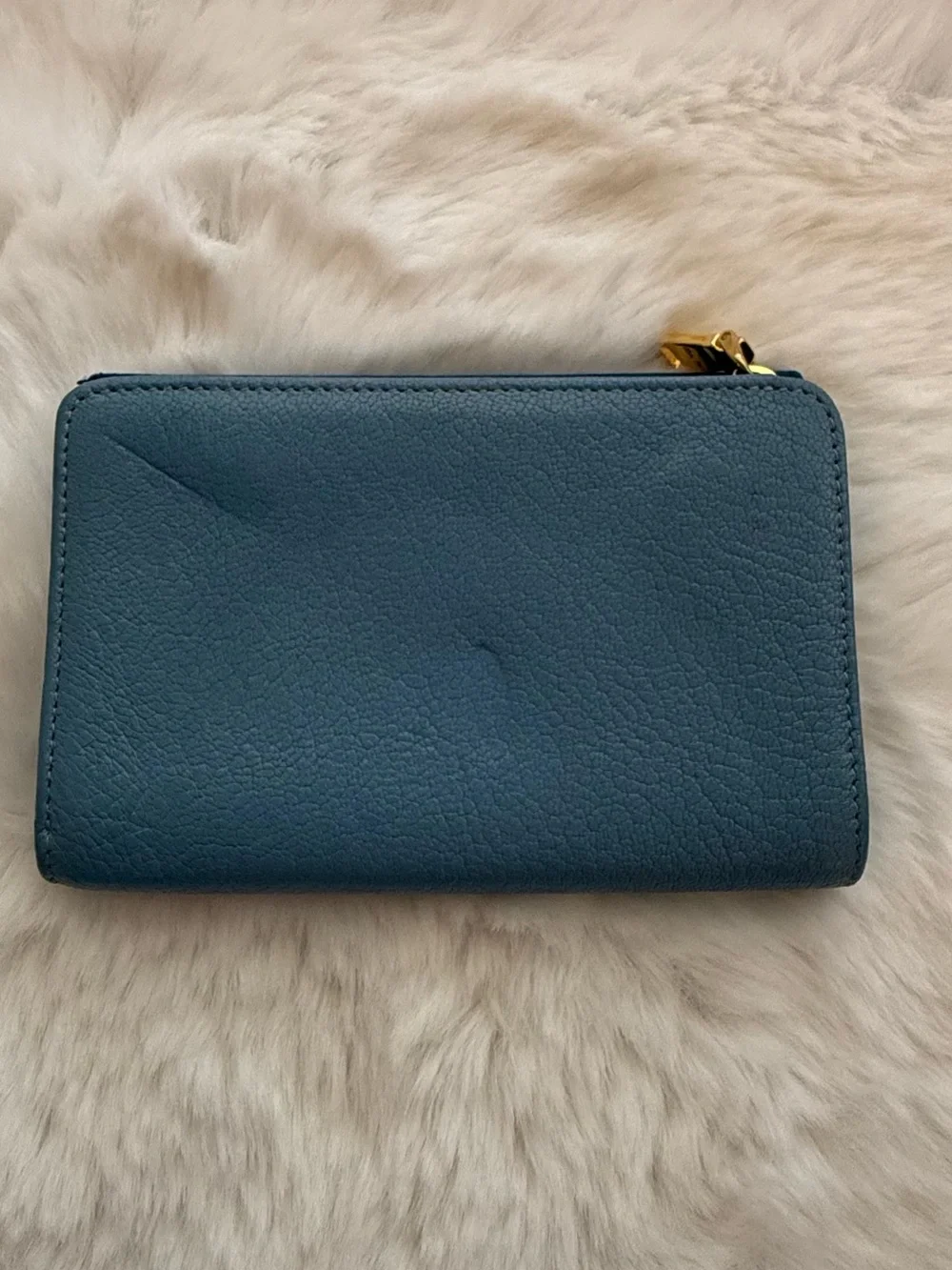 Miu Miu Two-Tone Navy and Light Blue Leather Fold Wallet